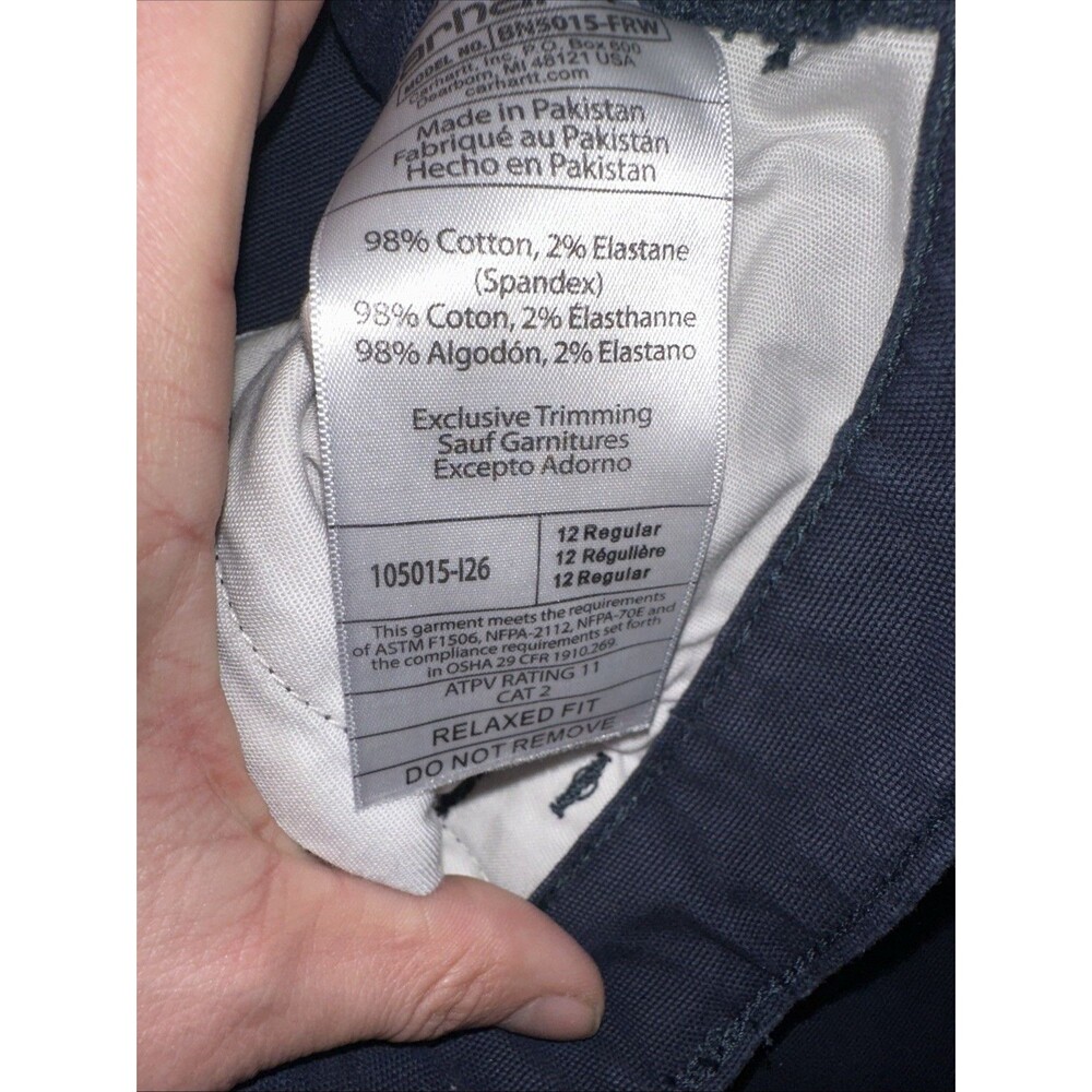 Carhartt FR Pants Womens 12 Regular Relaxed Fit Cat 2 2112. Navy Blue Work - Picture 4 of 8